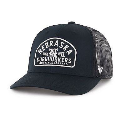 Men's '47 Black Nebraska Huskers Leland Trucker Adjustable Hat