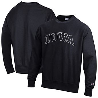 Men's Champion Black Iowa Hawkeyes Reverse Weave Crewneck Sweatshirt