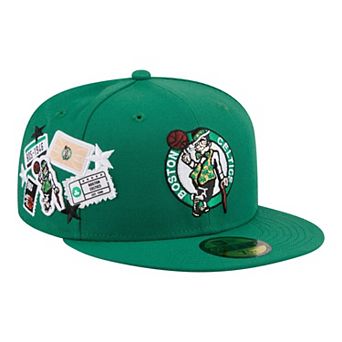 Men's New Era Kelly Green Boston Celtics Team Collage 59FIFTY Fitted Hat