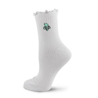 Women's PRO Compression White New York Liberty Logo Lettuce Hem Quarter Socks