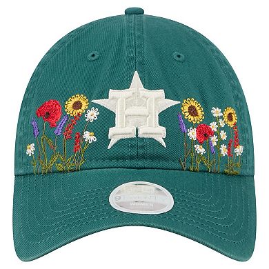 Women's New Era Dark Green Houston Astros Floral Stitch 9TWENTY Adjustable Hat