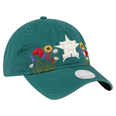 Women's New Era Dark Green Houston Astros Floral Stitch 9TWENTY Adjustable Hat