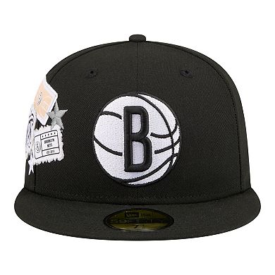 Men's New Era Black Brooklyn Nets Team Collage 59FIFTY Fitted Hat