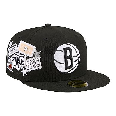 Men's New Era Black Brooklyn Nets Team Collage 59FIFTY Fitted Hat