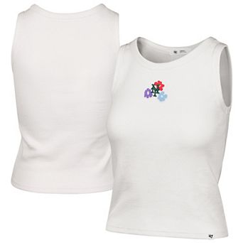 Women's '47 Cream New York Mets Floral Logo Ribbed Baby Tank Top