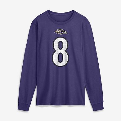 Men's Nike Lamar Jackson Purple Baltimore Ravens Name & Number Long Sleeve T-Shirt