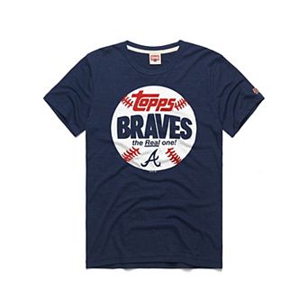 Men's Homage Navy Atlanta Braves MLB x Topps Baseball The Real One Tri-Blend T-Shirt