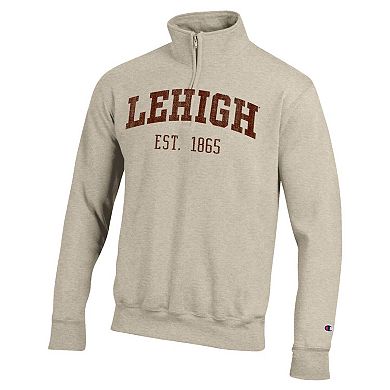 Men's Champion Cream Lehigh Mountain Hawks Established Date Quarter-Zip Pullover
