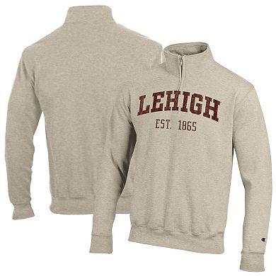 Men's Champion Cream Lehigh Mountain Hawks Established Date Quarter-Zip Pullover