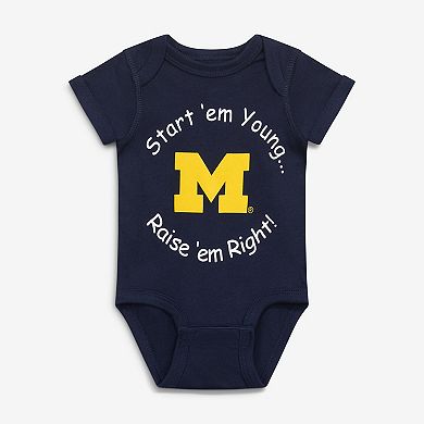 Newborn & Infant Navy Michigan Wolverines Start 'Em Young Bodysuit