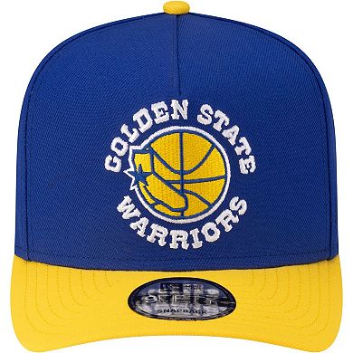 Men's New Era Royal/Gold Golden State Warriors 80s Throwback A-Frame 9FIFTY Snapback Hat