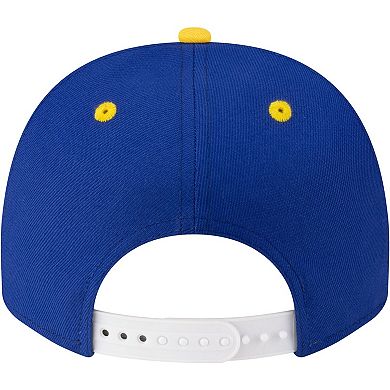 Men's New Era Royal/Gold Golden State Warriors 80s Throwback A-Frame 9FIFTY Snapback Hat