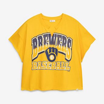 Women's '47 Gold Milwaukee Brewers Plus Size Win Big Oversized Notch-Neck T-Shirt