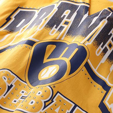 Women's '47 Gold Milwaukee Brewers Plus Size Win Big Oversized Notch-Neck T-Shirt