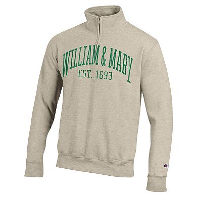 Men's Champion Cream William & Mary Tribe Established Date Quarter-Zip Pullover