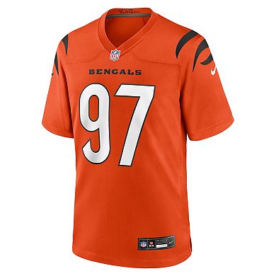 Men's Nike Dexter Lawrence II Orange Cincinnati Bengals Game Jersey