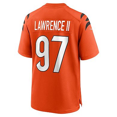 Men's Nike Dexter Lawrence II Orange Cincinnati Bengals Game Jersey
