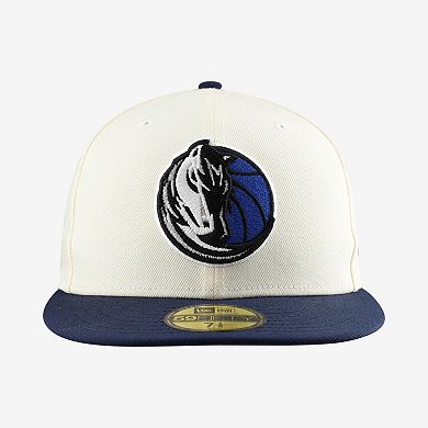 Men's New Era White/Navy Dallas Mavericks Chrome 59FIFTY Fitted Hat