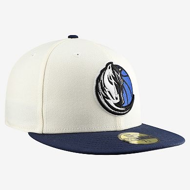 Men's New Era White/Navy Dallas Mavericks Chrome 59FIFTY Fitted Hat