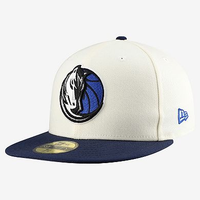 Men's New Era White/Navy Dallas Mavericks Chrome 59FIFTY Fitted Hat