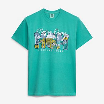 Women's Green Notre Dame Fighting Irish Comfort Colors Campus Drawing Mom T-Shirt