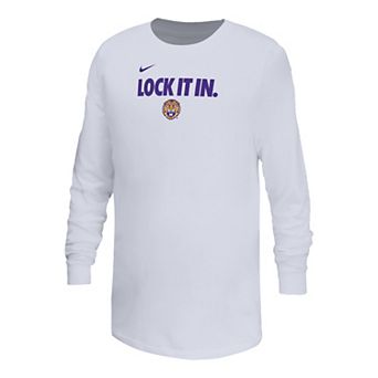 Youth Nike White LSU Tigers On-Court Bench Legend Dri-FIT Long Sleeve T-Shirt