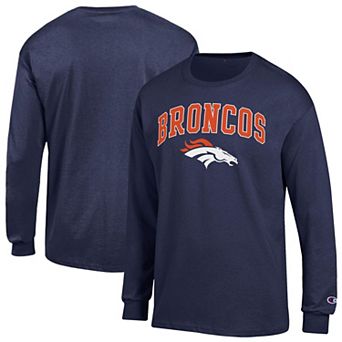 Men's Champion Navy Denver Broncos Arch Over Logo Long Sleeve T-Shirt