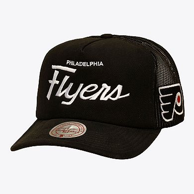 Men's Mitchell & Ness Black Philadelphia Flyers Head Coach Trucker Adjustable Hat