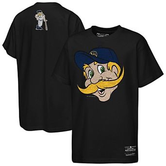 Youth Mitchell & Ness Black Milwaukee Brewers Big Face Mascot T-Shirt