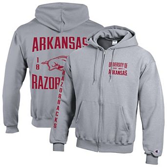 Men's Champion Gray Arkansas Razorbacks Varsity Powerblend Full-Zip Fleece Hoodie