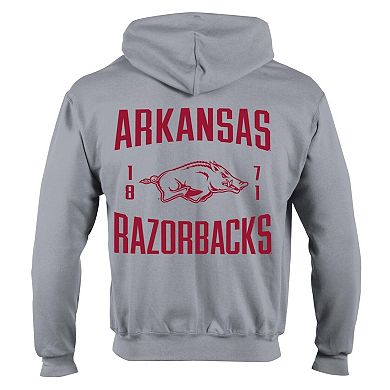 Men's Champion Gray Arkansas Razorbacks Varsity Powerblend Full-Zip Fleece Hoodie