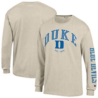 Men's Champion Oatmeal Duke Blue Devils Neutral Arch Long-Sleeve T-Shirt