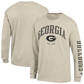 Men's Champion Oatmeal Georgia Bulldogs Neutral Arch Long-Sleeve T-Shirt