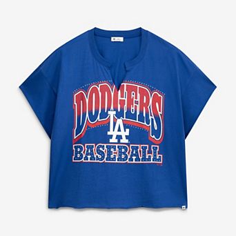Women's '47 Royal Los Angeles Dodgers Plus Size Win Big Oversized Notch-Neck T-Shirt