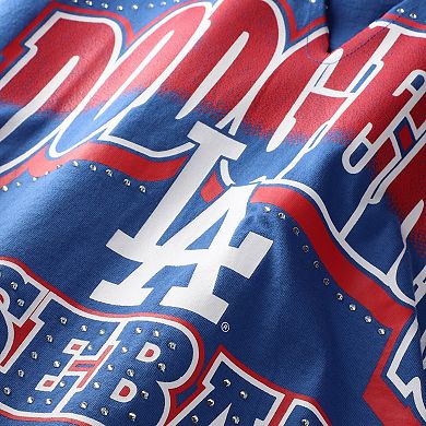 Women's '47 Royal Los Angeles Dodgers Plus Size Win Big Oversized Notch-Neck T-Shirt
