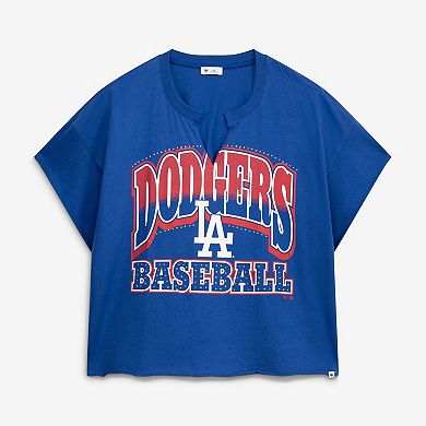 Women's '47 Royal Los Angeles Dodgers Plus Size Win Big Oversized Notch-Neck T-Shirt
