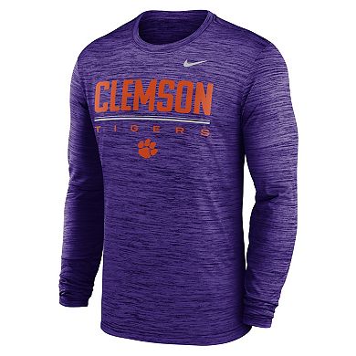Men's Nike Purple Clemson Tigers Sideline Velocity Dri-FIT Long Sleeve T-Shirt