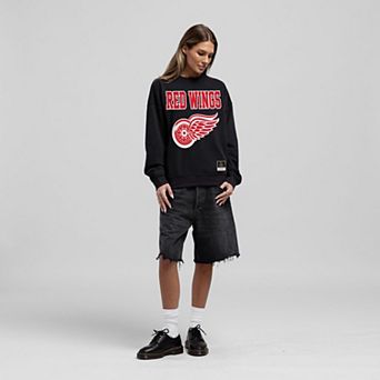 Women's Mitchell & Ness Black Detroit Red Wings Core Oversized Sweatshirt