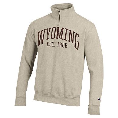 Men's Champion Cream Wyoming Cowboys Established Date Quarter-Zip Pullover