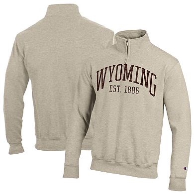 Men's Champion Cream Wyoming Cowboys Established Date Quarter-Zip Pullover