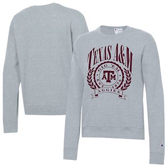 Women's Champion Heather Gray Texas A&M Aggies Academic Crest Powerblend Crewneck Sweatshirt