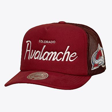 Men's Mitchell & Ness Burgundy Colorado Avalanche Head Coach Trucker Adjustable Hat