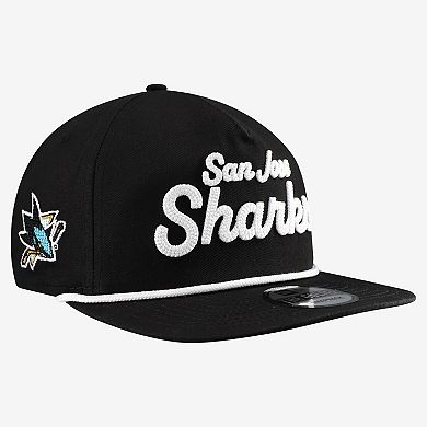 Men's New Era Black San Jose Sharks Team Text Golfer Adjustable Hat
