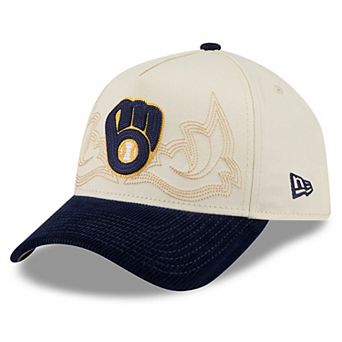 Men's New Era Stone Milwaukee Brewers Western Stitch 9FORTY A-Frame Adjustable Hat