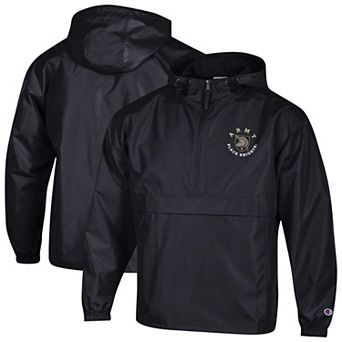 Men's Champion Black Army Black Knights Packable Hooded Windbreaker Half-Zip Jacket
