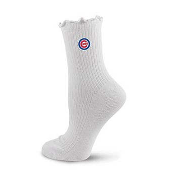 Women's PRO Compression White Chicago Cubs Logo Lettuce Hem Quarter Socks