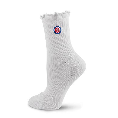 Women's PRO Compression White Chicago Cubs Logo Lettuce Hem Quarter Socks
