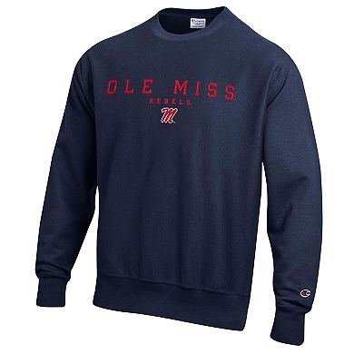Men's Champion Navy Ole Miss Rebels Relentless Reverse Weave Sweatshirt