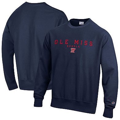 Men's Champion Navy Ole Miss Rebels Relentless Reverse Weave Sweatshirt