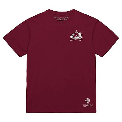 Men's Mitchell & Ness Burgundy Colorado Avalanche Core Penalty Box 3.0 T-Shirt